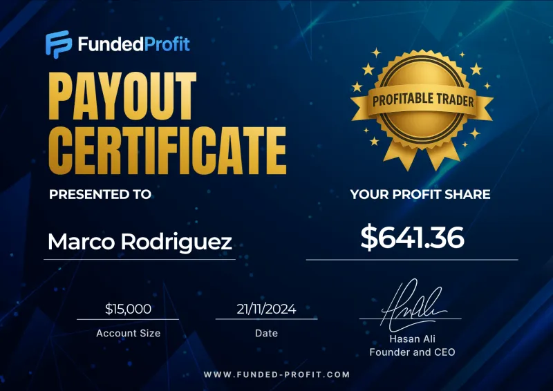 Payout certificate of Marco Rodriguez