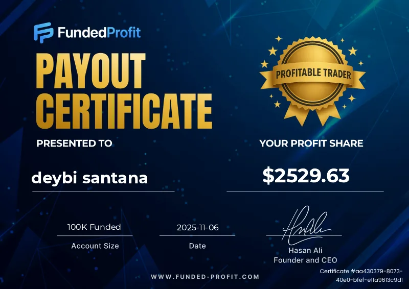 Payout certificate of Deybi Santana